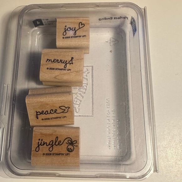 Stampin’ Up Rubber Stamps Perfect Ending set of 4 gently used Christmas - Picture 1 of 3